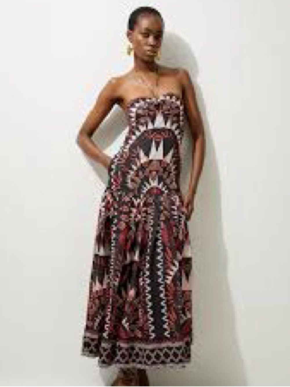 Karen Millen Voile Mirrored Batik Woven Strappy Maxi Size 4